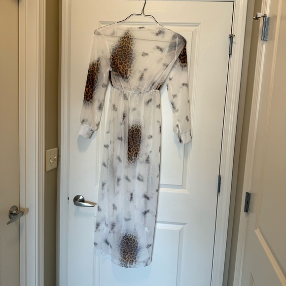 Leopard Cheetah Print Sheer Robe Swim Coverup Maxi Long Sleeve - Picture 4 of 10